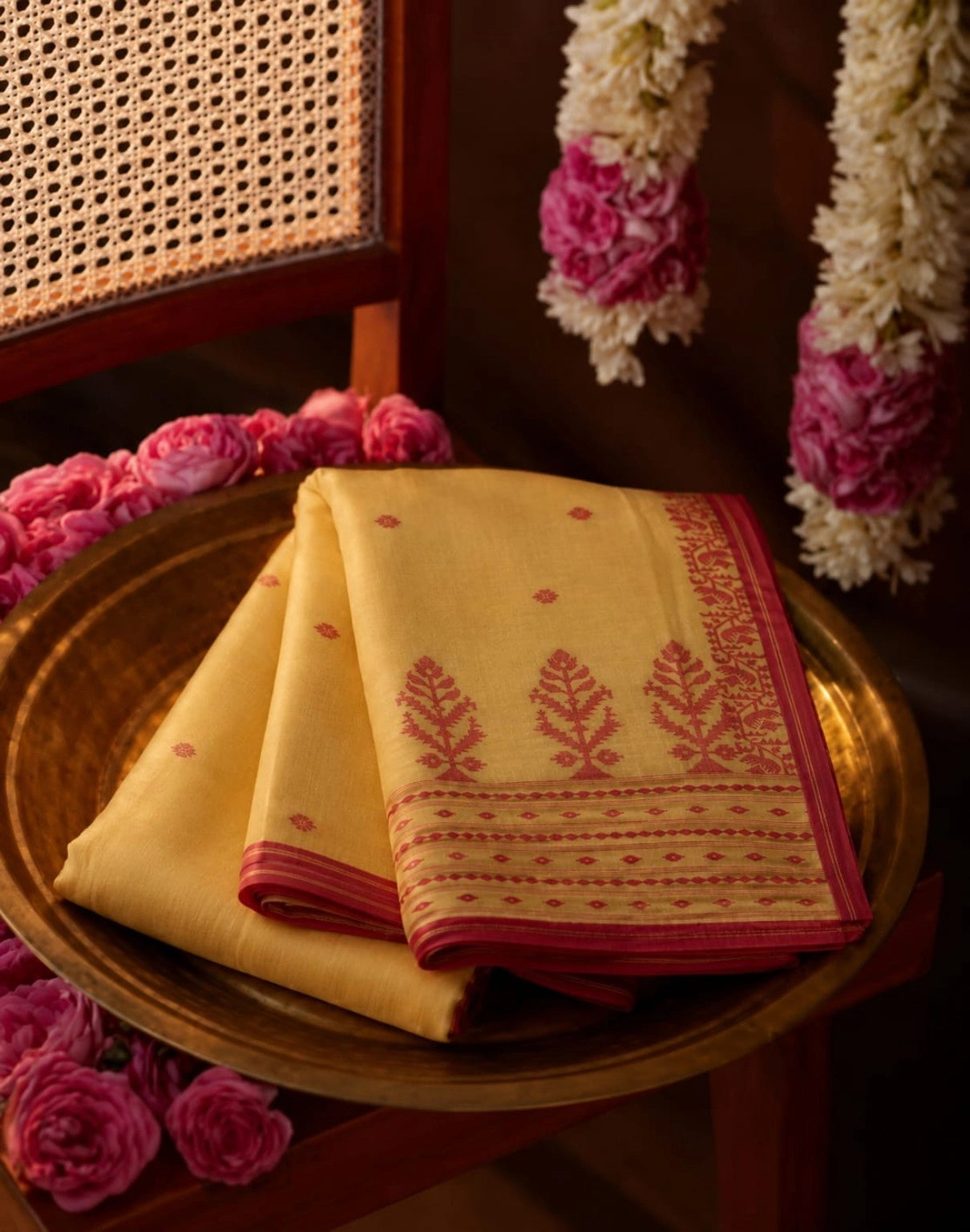 Saree with Traditional Tree Motif Border
