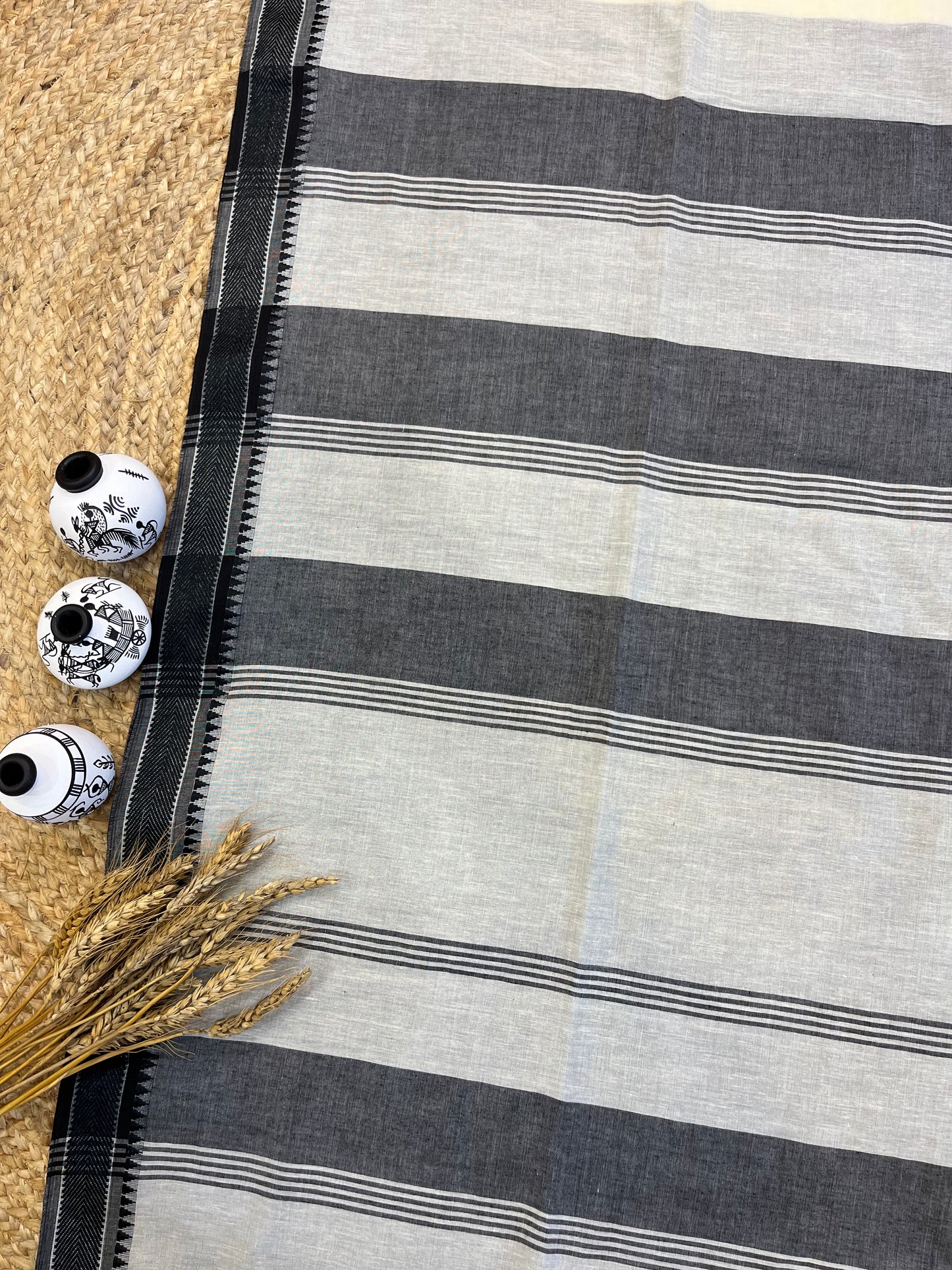 Monochrome Magic Cotton Saree - WEVOW