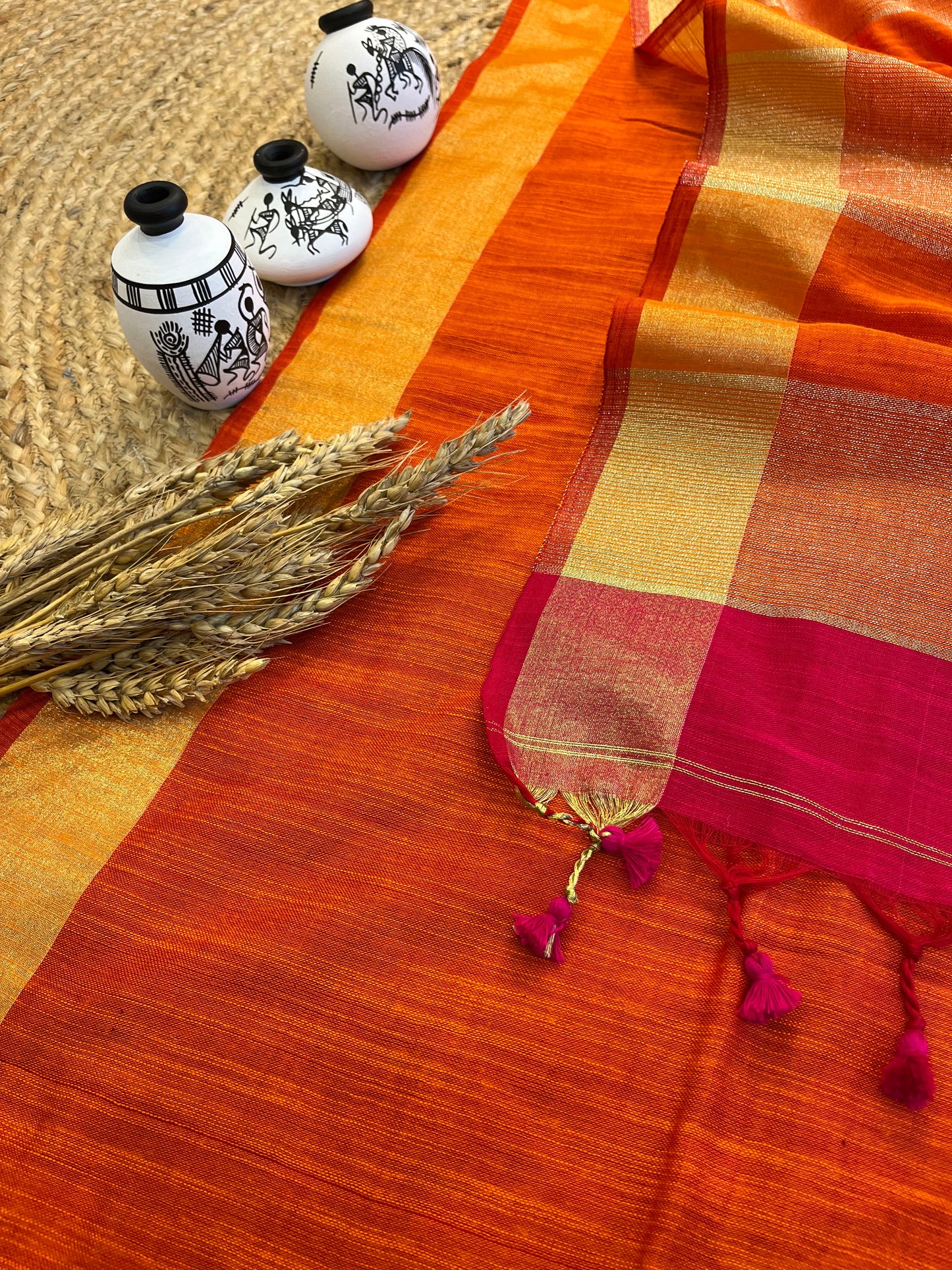 Vibrant Fusion Linen Saree - WEVOW