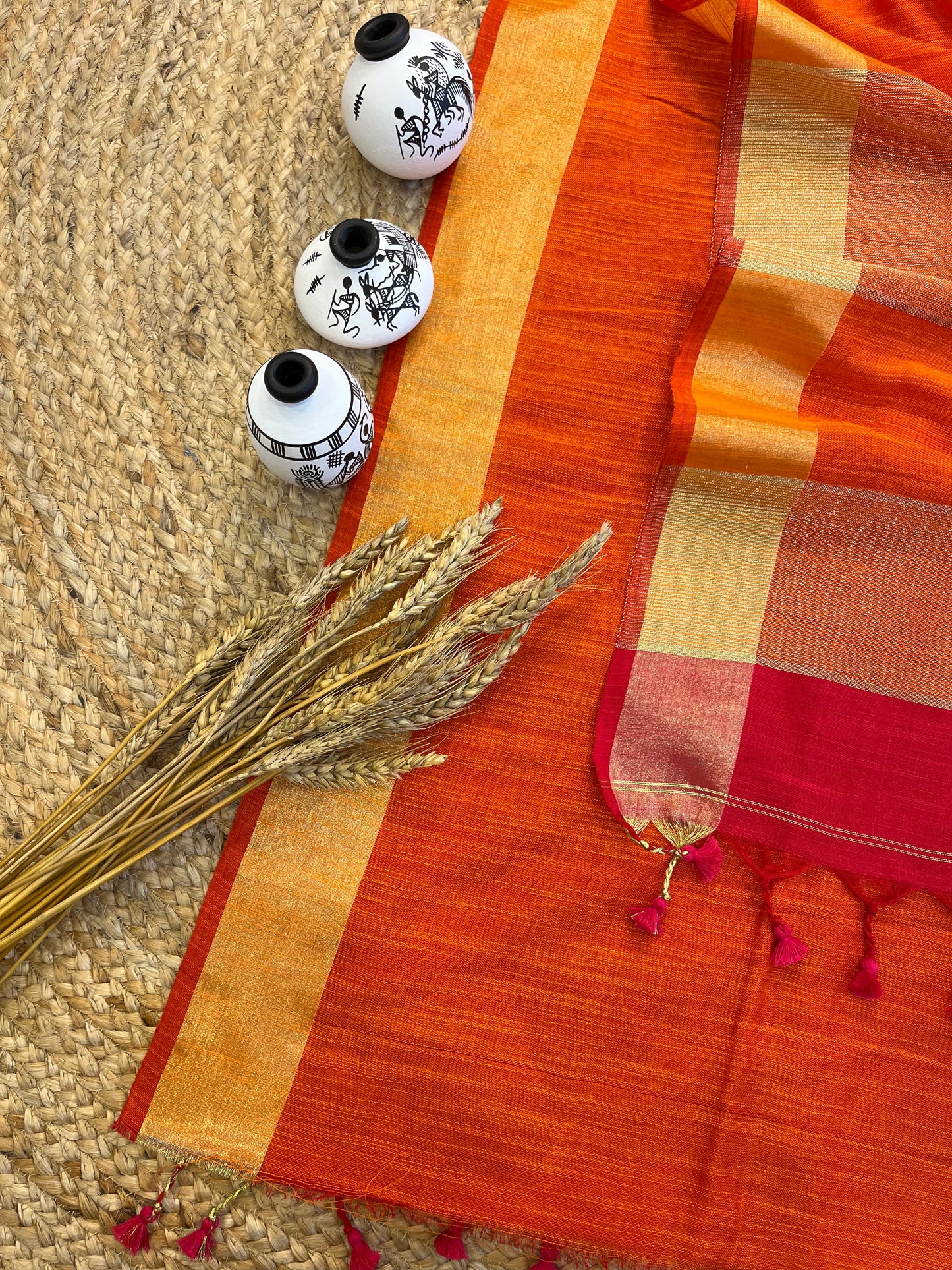 Vibrant Fusion Linen Saree - WEVOW