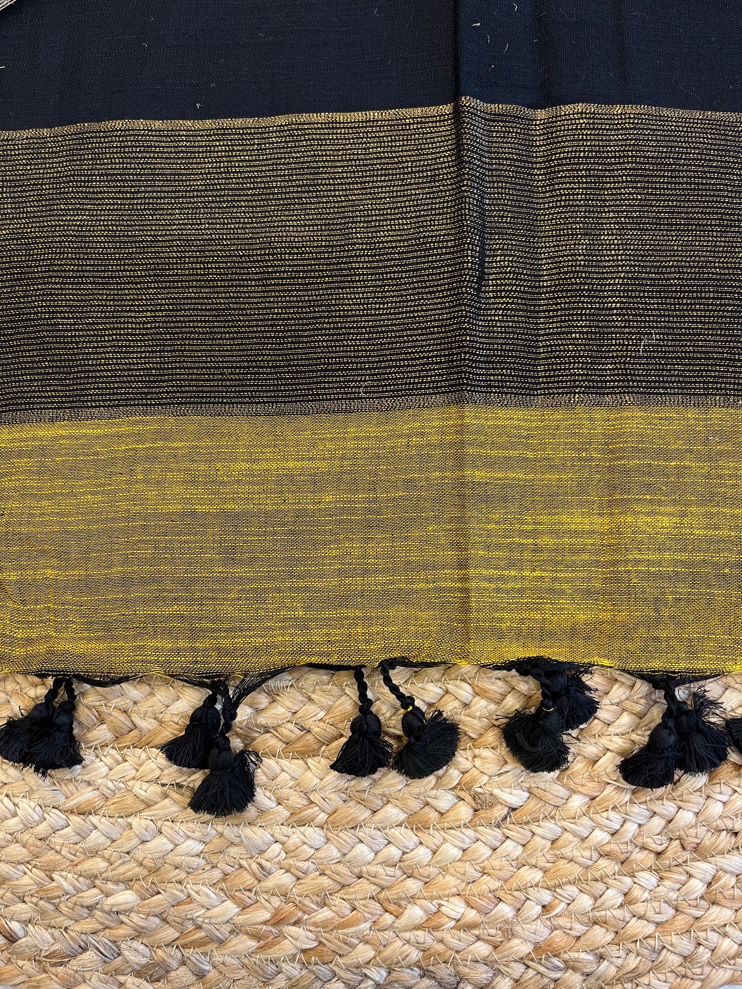 Golden Fusion Linen Saree - WEVOW