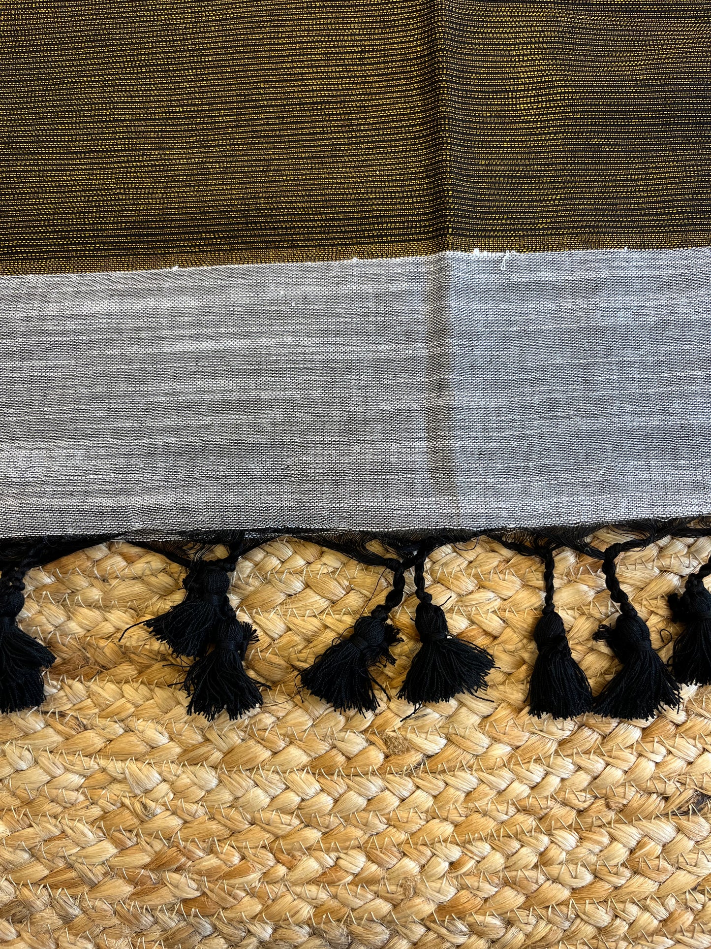 Black and Gold Rhapsody Linen Saree - WEVOW