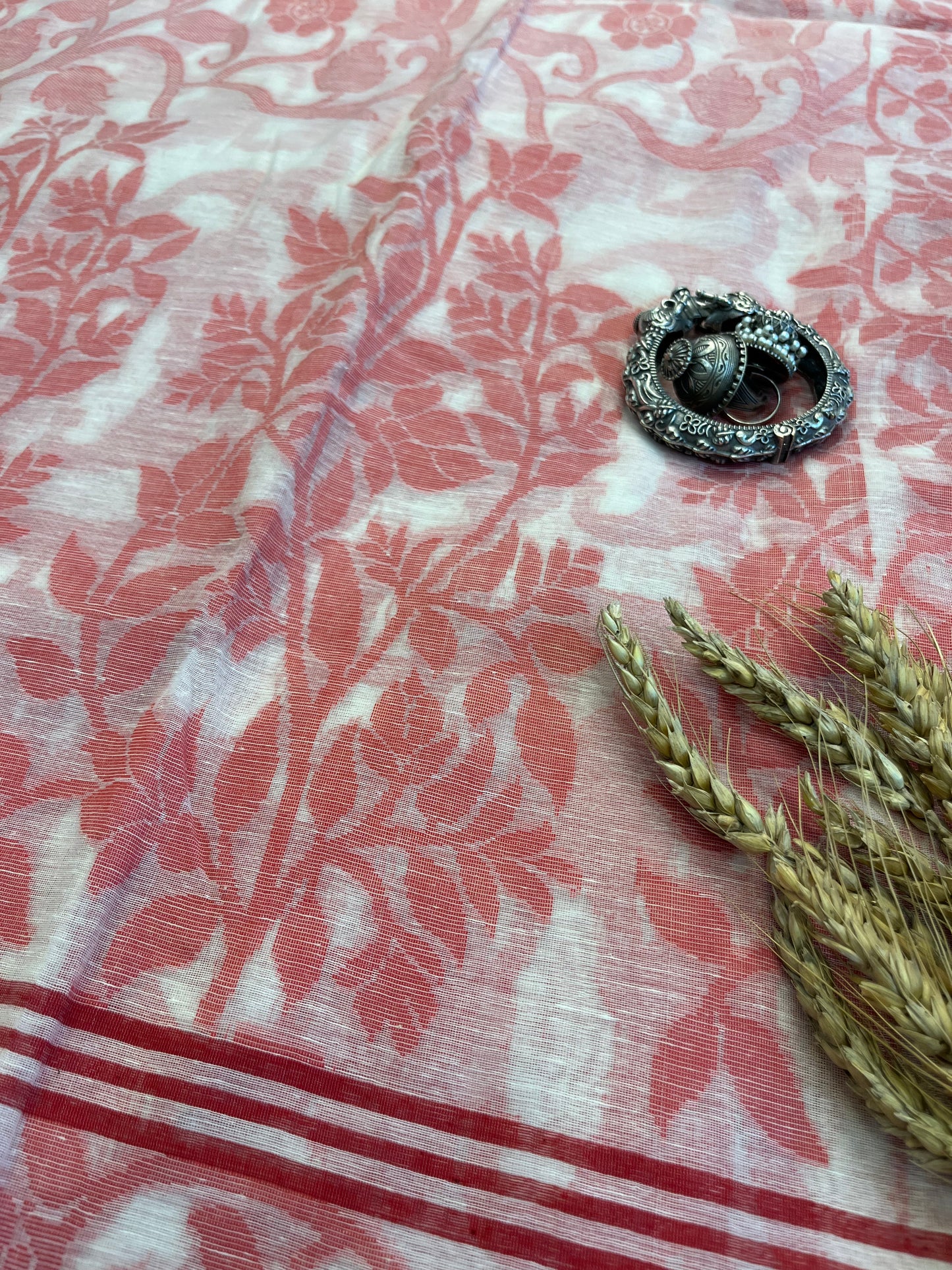 Rose Blossom Jamdani Saree - WEVOW