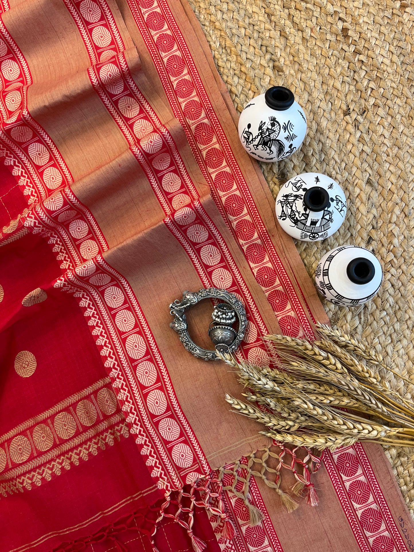 "Vermilion Dreams" Cotton Saree - WEVOW