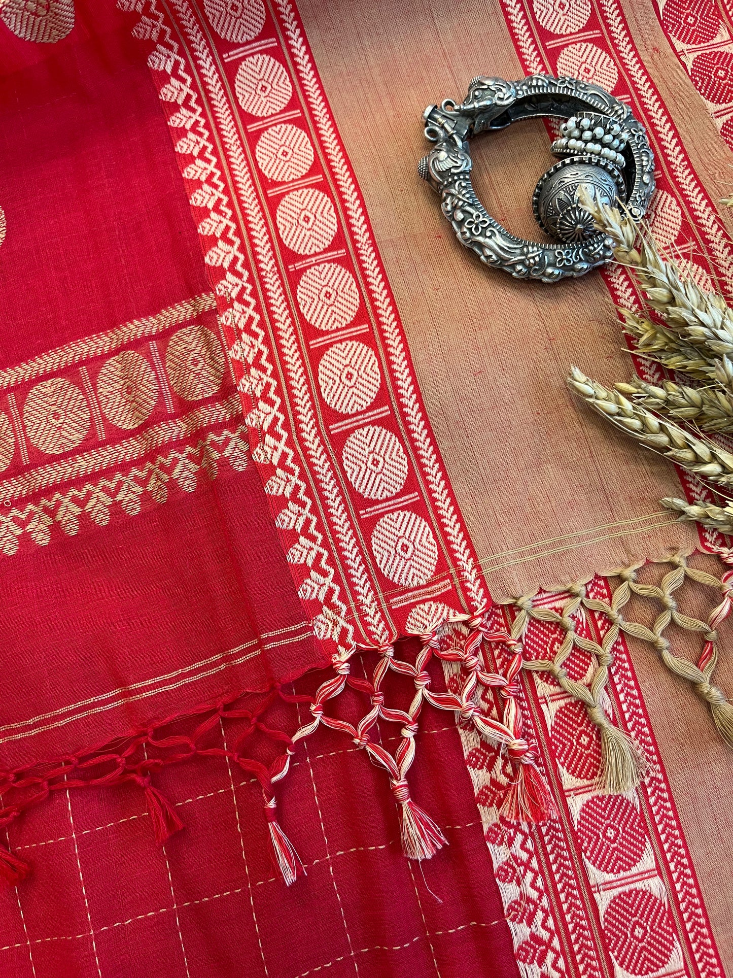 "Vermilion Dreams" Cotton Saree - WEVOW