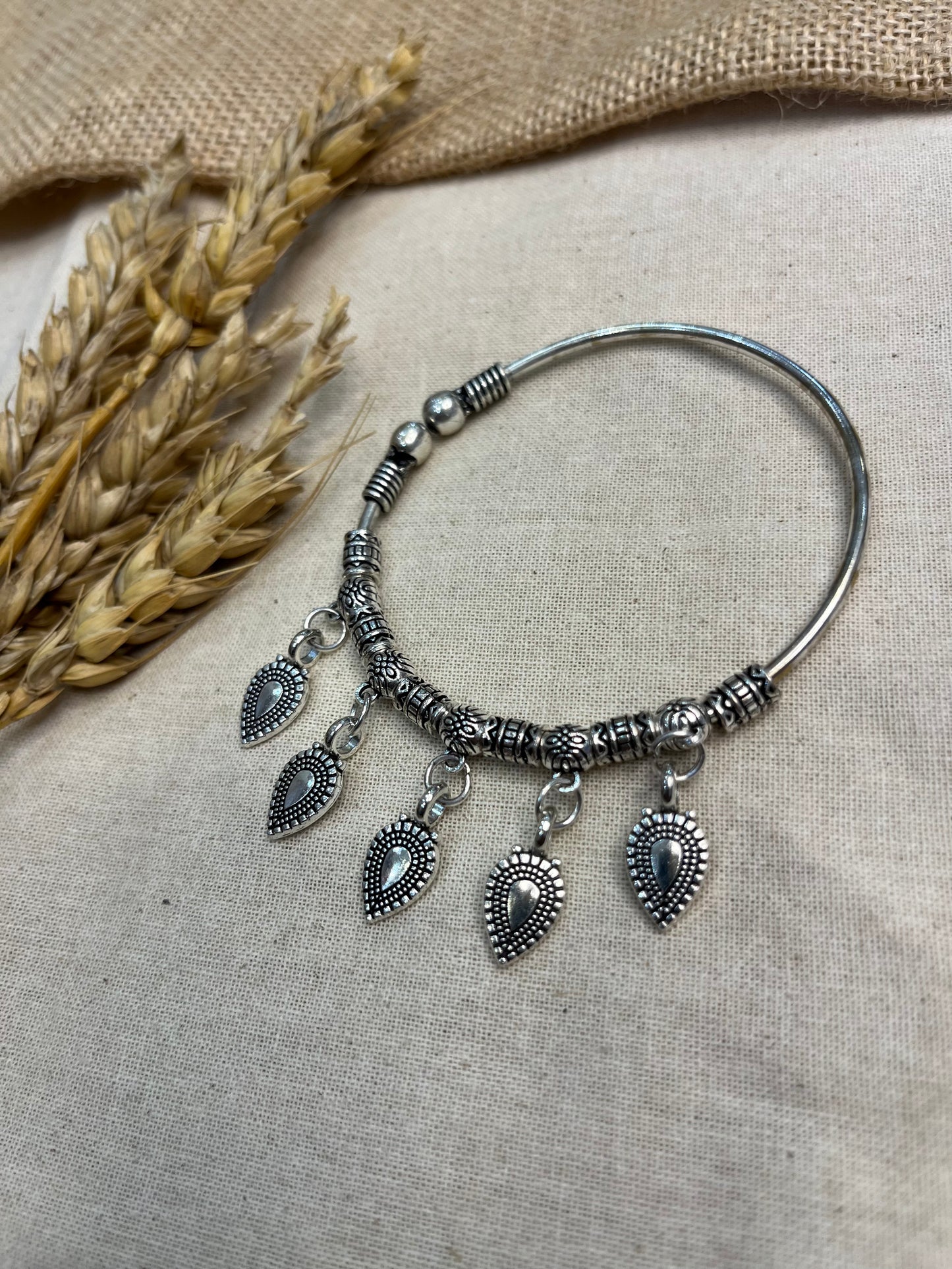 Tribal Charm Silver Bangle - WEVOW