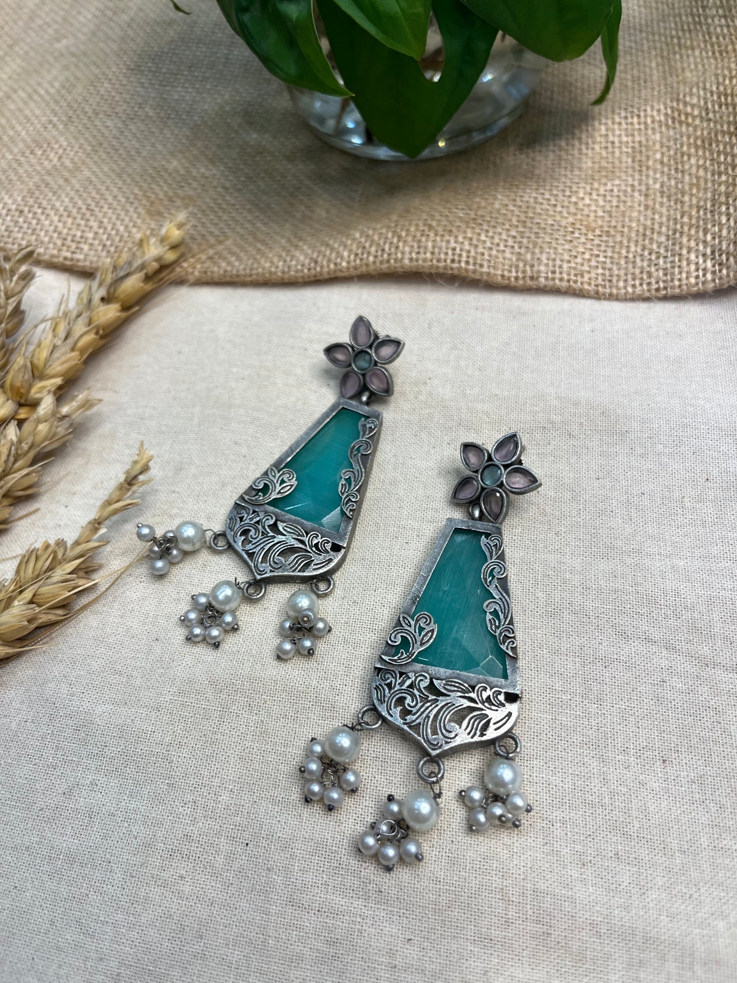 Turquoise Triangle Drop Earrings - WEVOW