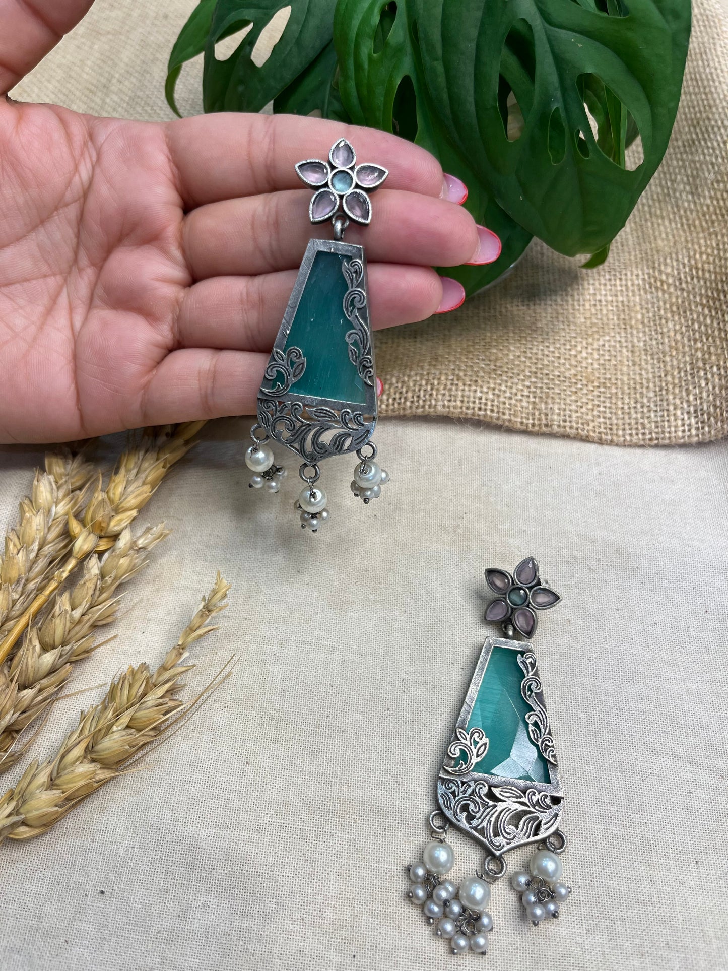 Turquoise Triangle Drop Earrings - WEVOW