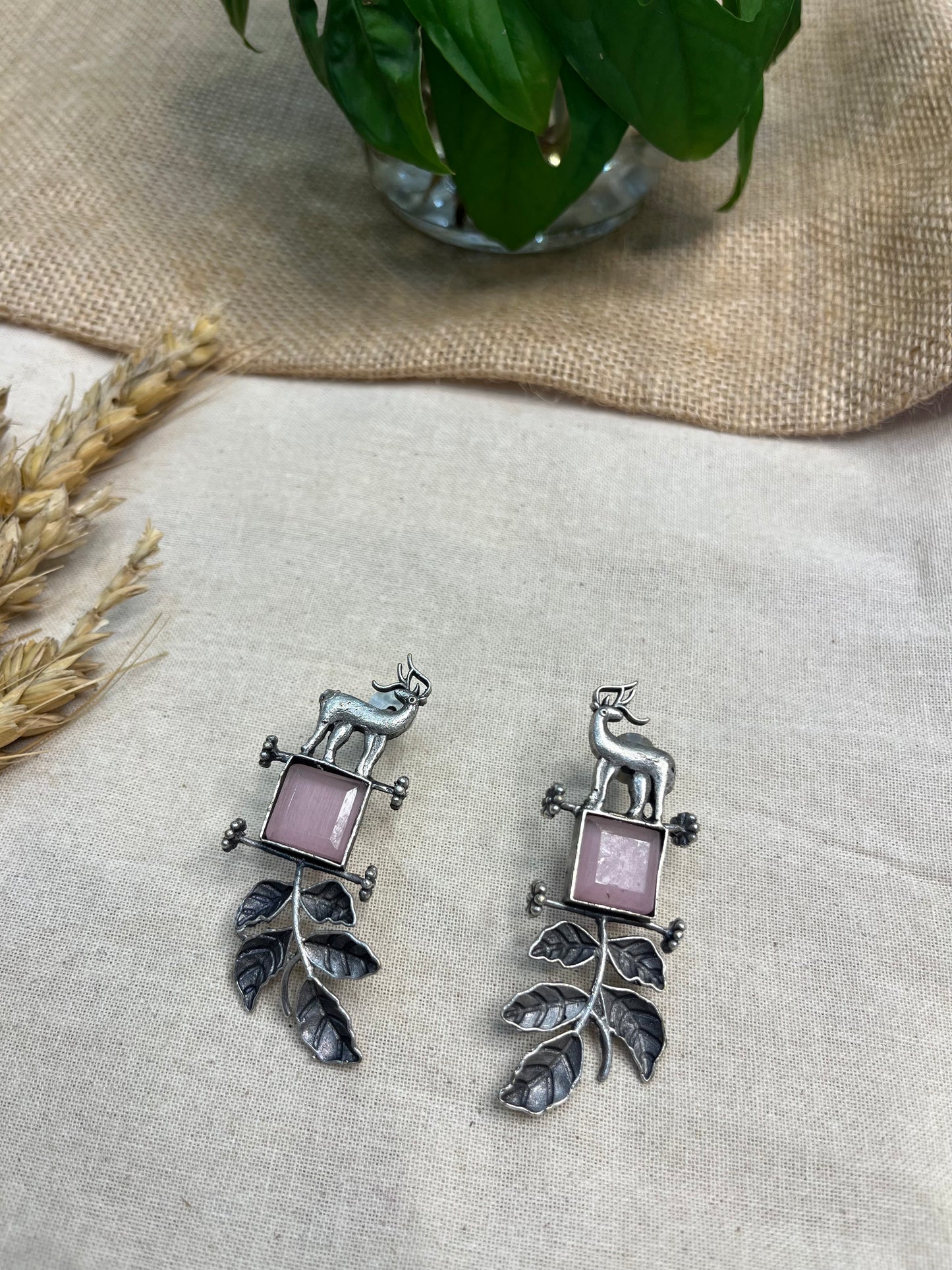 Enchanting Deer Drop Earrings with Leaf Accents - WEVOW