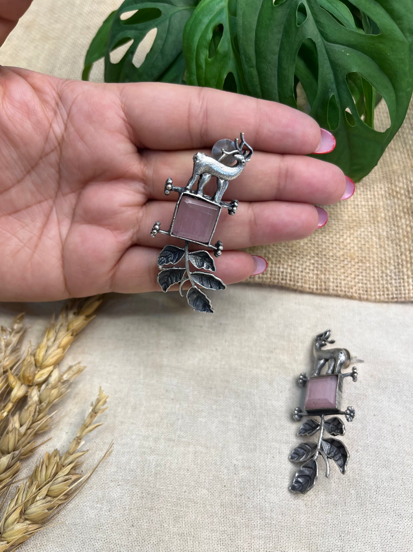 Enchanting Deer Drop Earrings with Leaf Accents - WEVOW