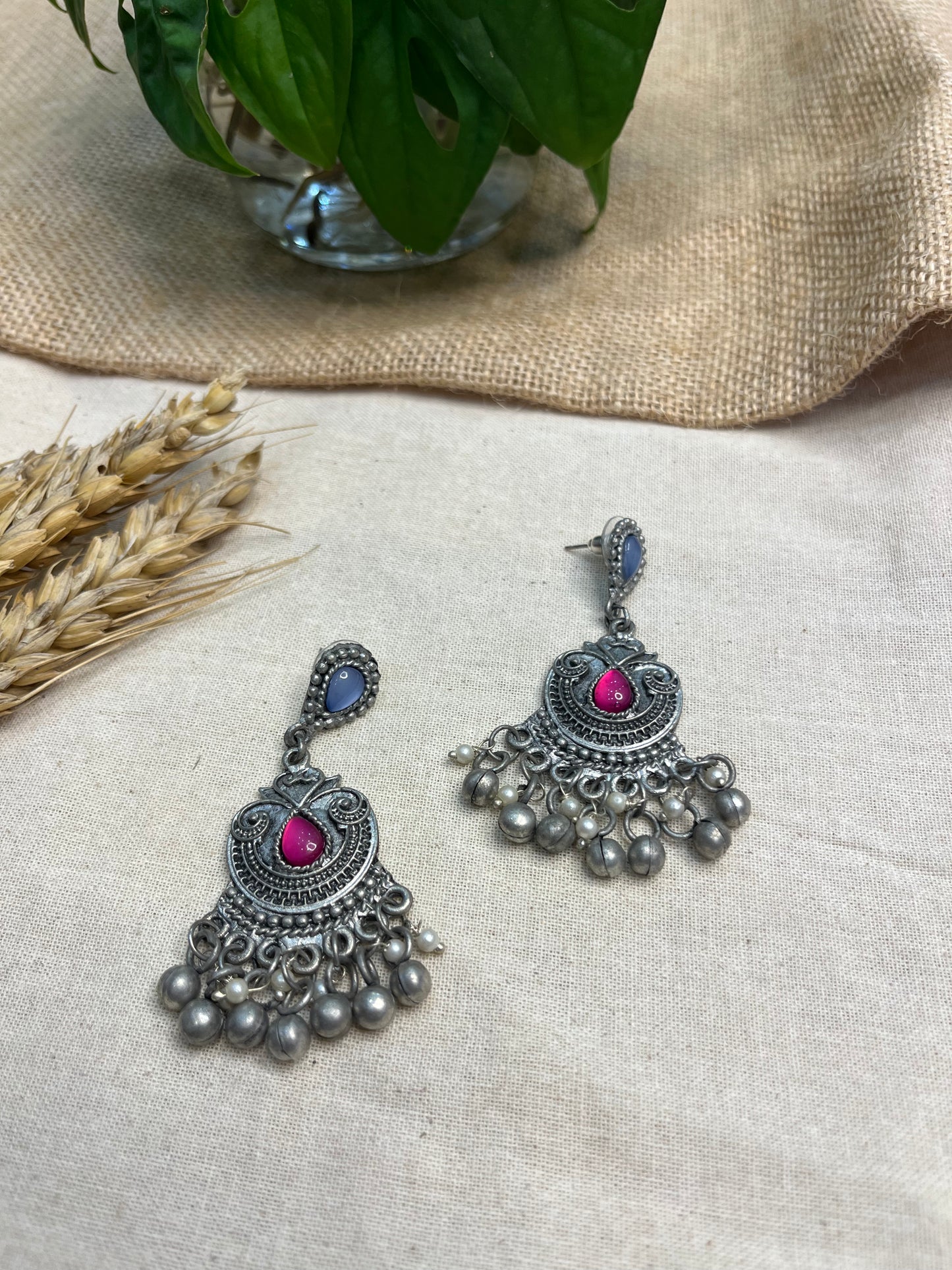 Vintage stone and Crystal Drop Earrings - WEVOW