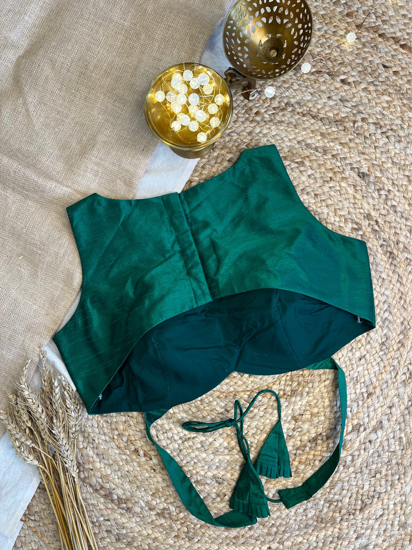 Emerald Allure Backless Blouse - WEVOW