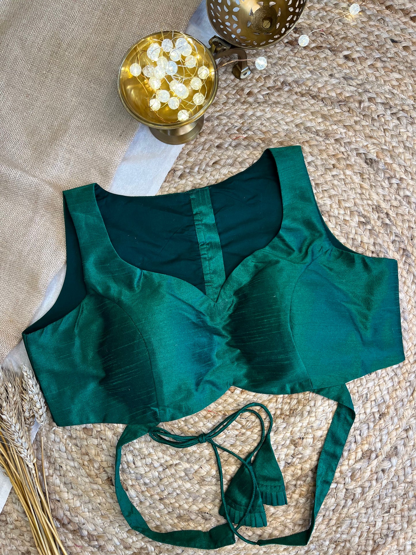 Emerald Allure Backless Blouse - WEVOW