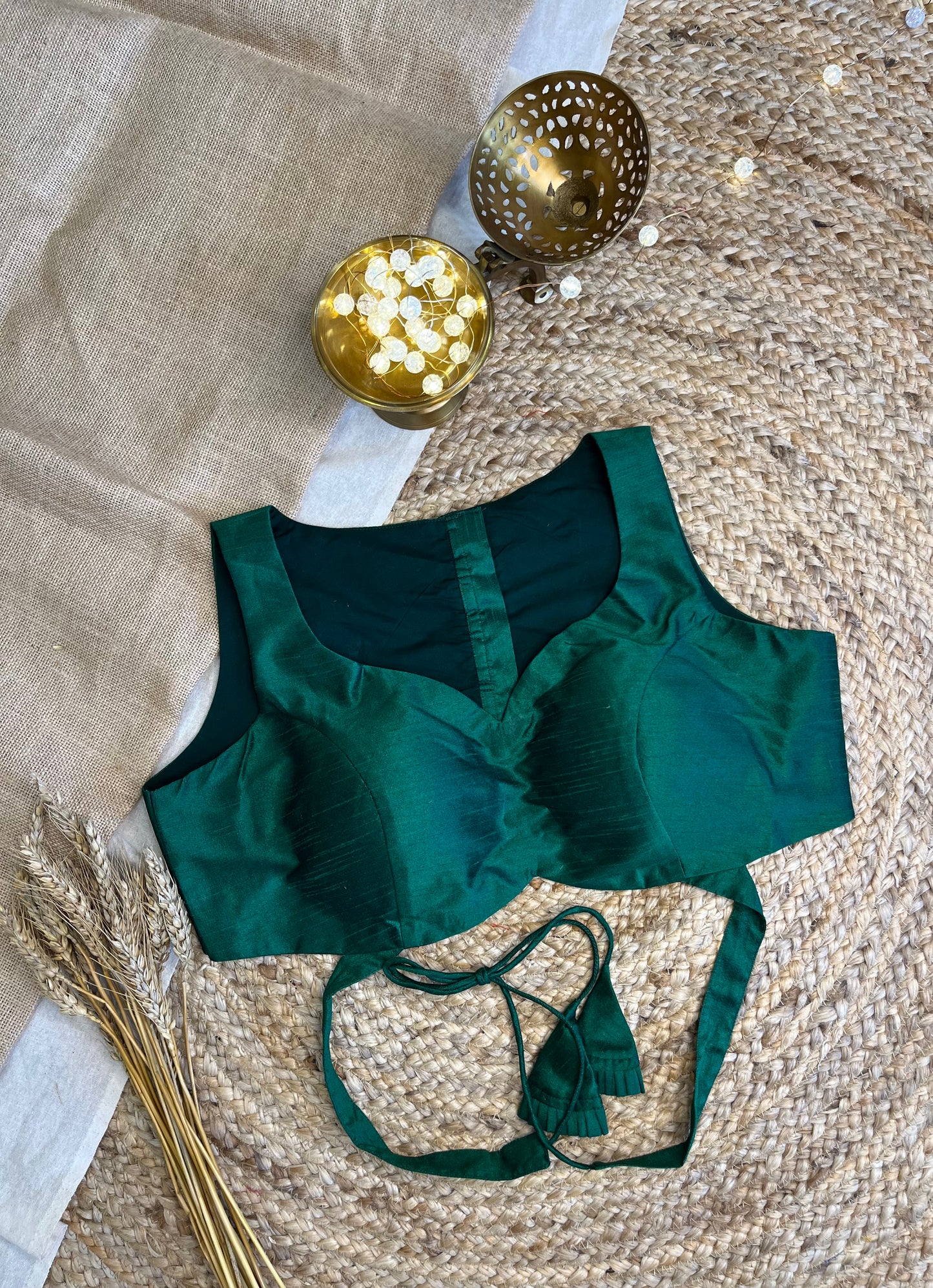 Emerald Allure Backless Blouse - WEVOW