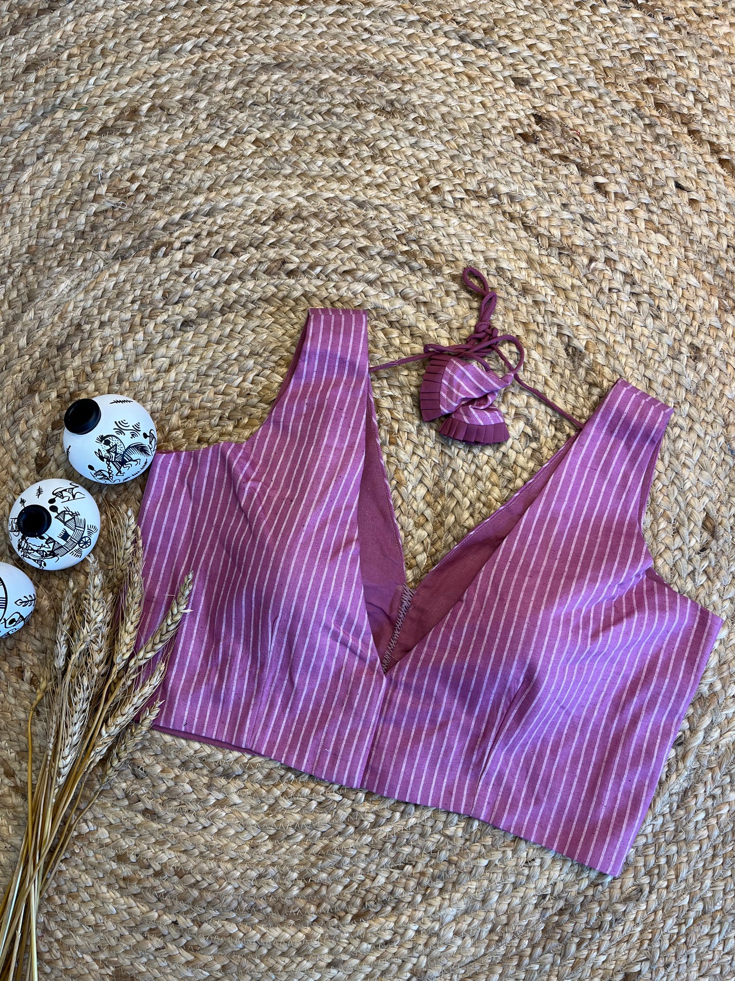Vibrant Magenta V-Neck Sleeveless Blouse - WEVOW