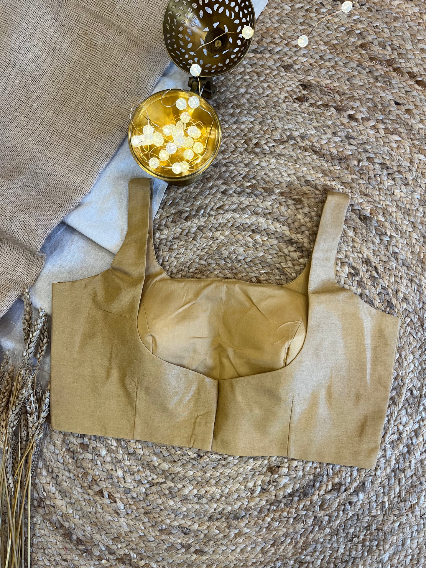 Luxurious Golden Silk Sleeveless Blouse with Elegant Finish - WEVOW