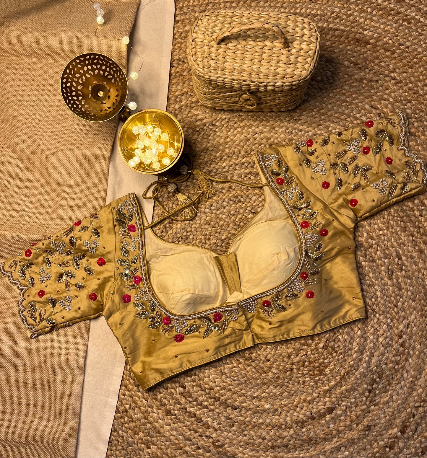 Elegant Handcrafted Golden Bridal Blouse - WEVOW