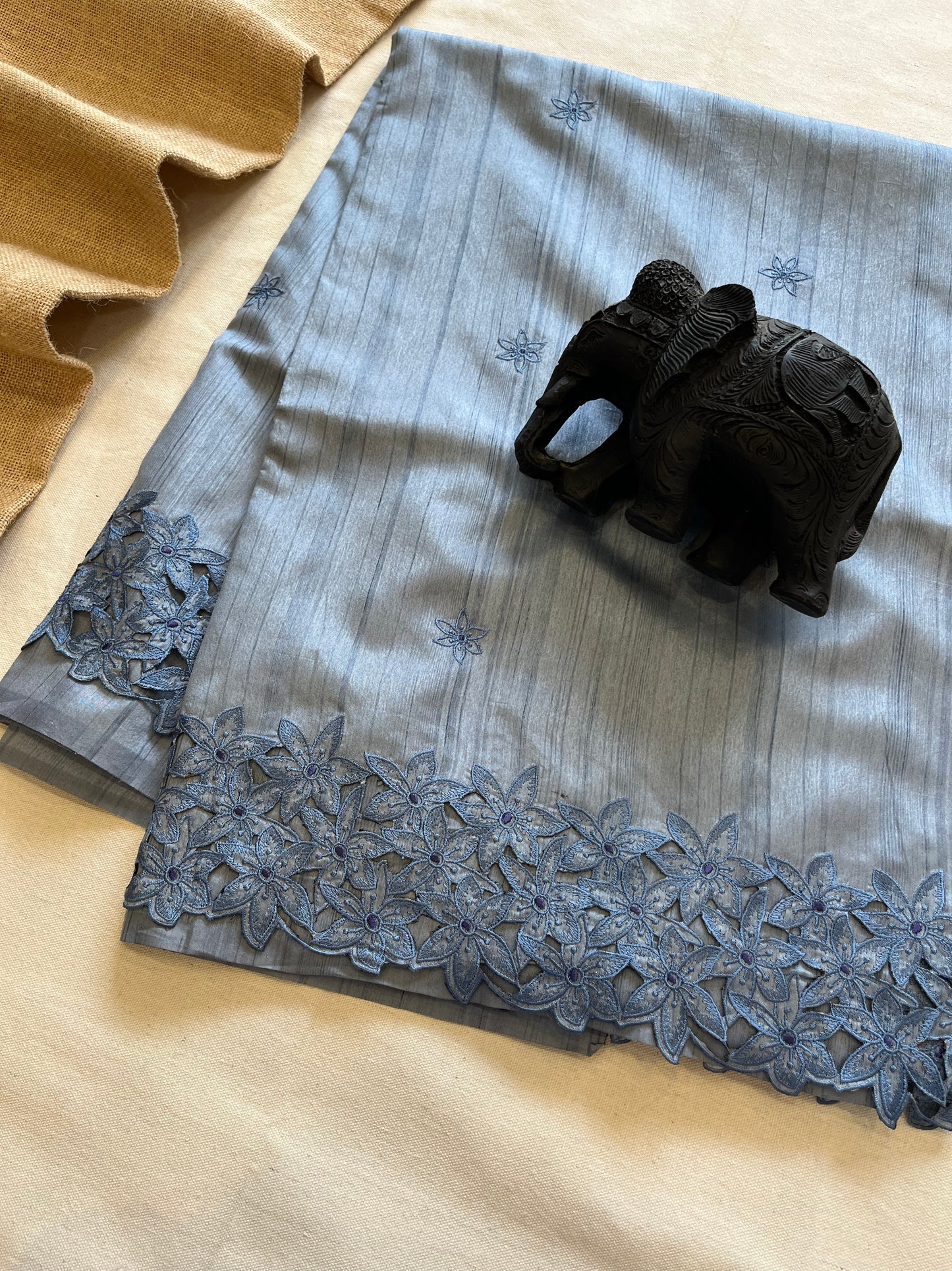 Handwoven Tussar Silk Cutwork Saree – Pure Elegance