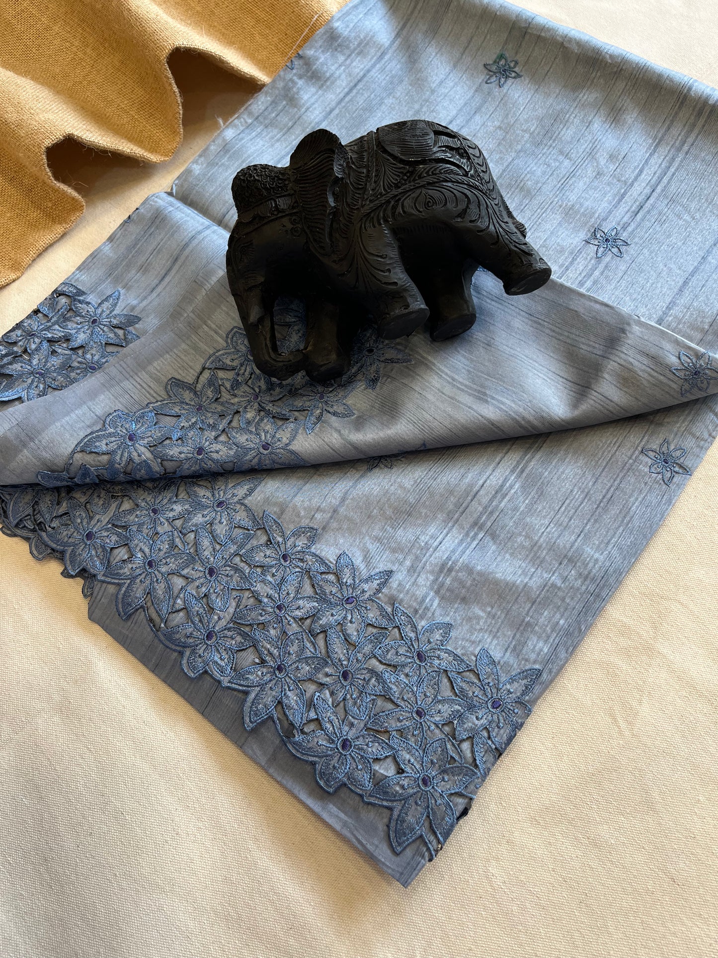 Handwoven Tussar Silk Cutwork Saree – Pure Elegance
