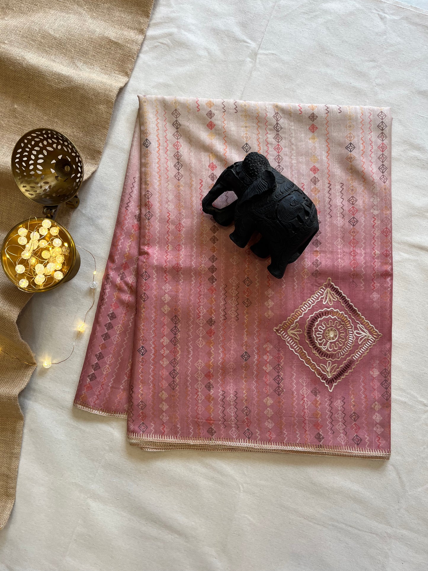 Elegant Tussar Embroidery Saree – Handcrafted Beauty