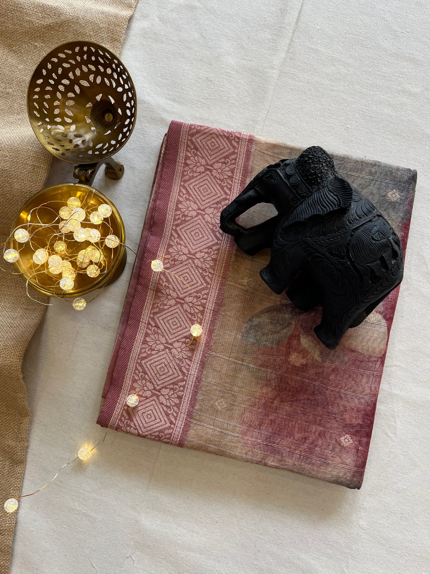 Delicate Tussar Silk Saree with Intricate Floral Motifs