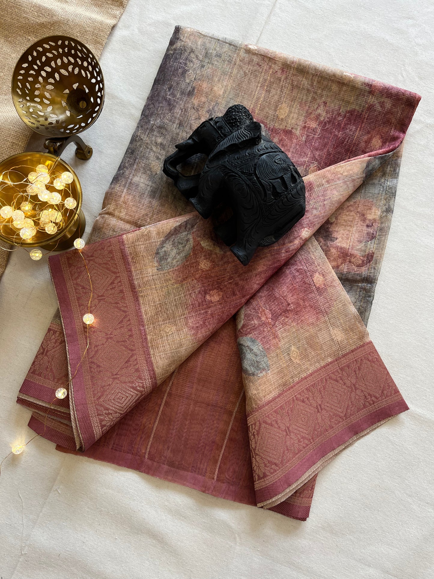 Delicate Tussar Silk Saree with Intricate Floral Motifs