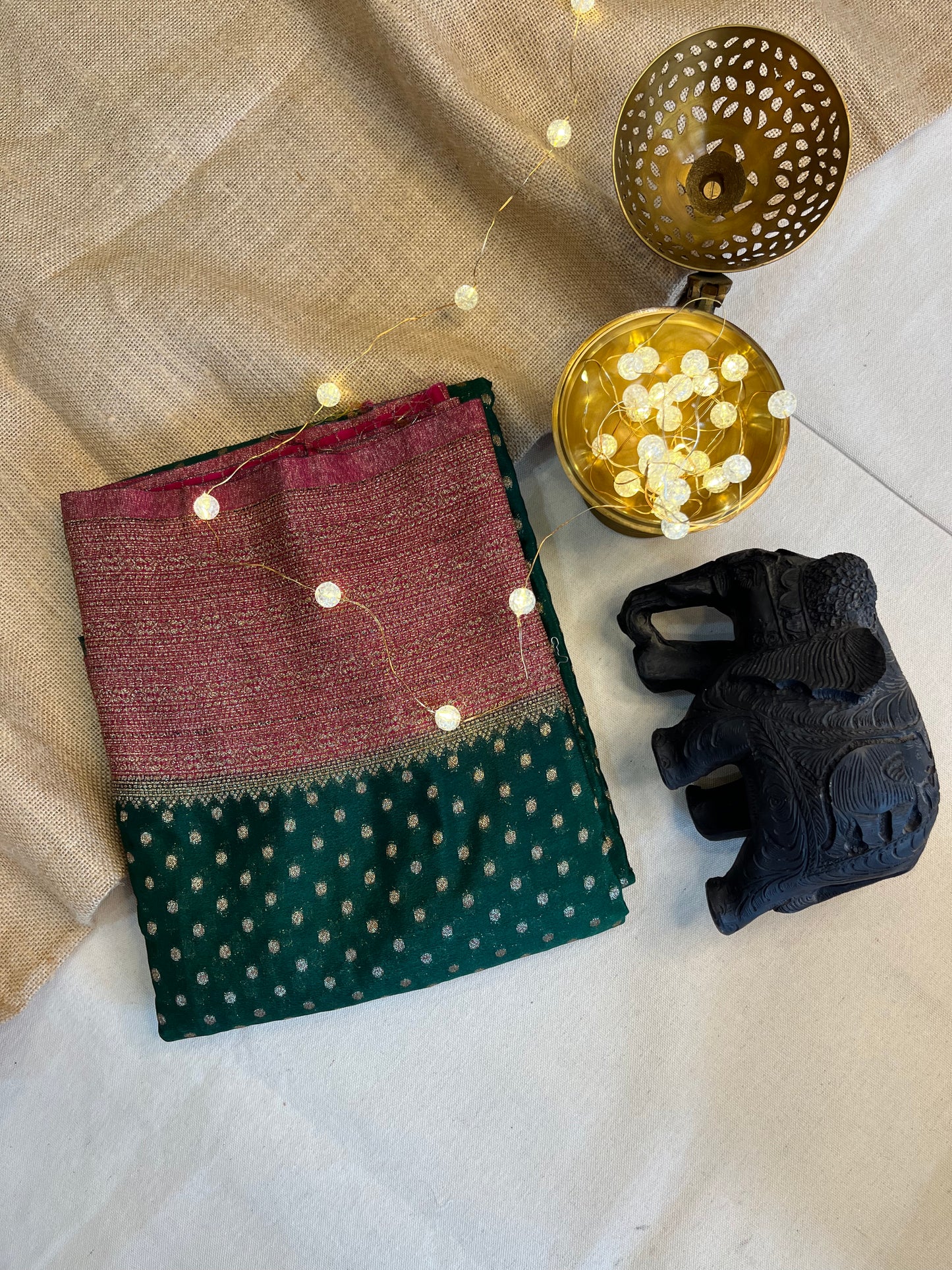 Handcrafted Buta Silk Saree with Antique Zari Accents