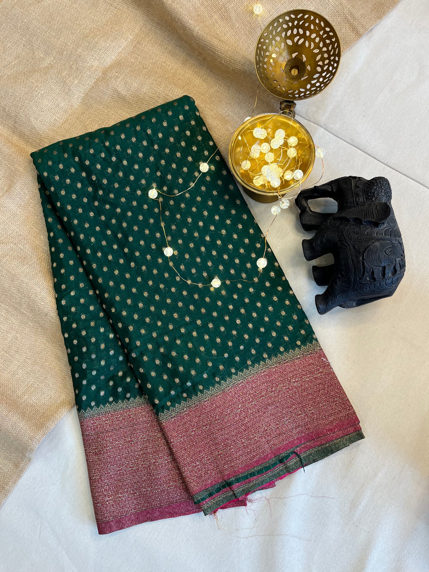 Handcrafted Buta Silk Saree with Antique Zari Accents