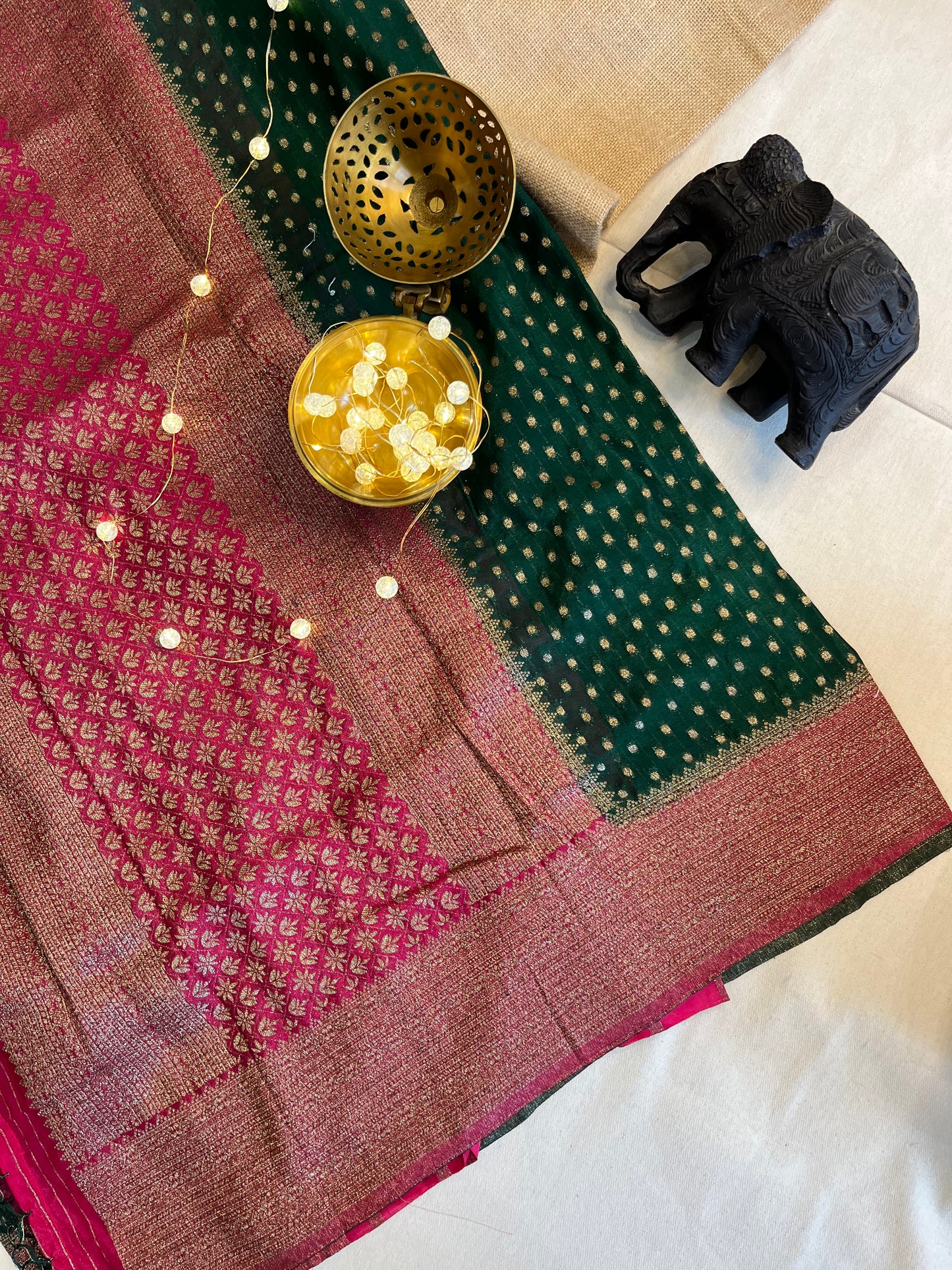 Handcrafted Buta Silk Saree with Antique Zari Accents