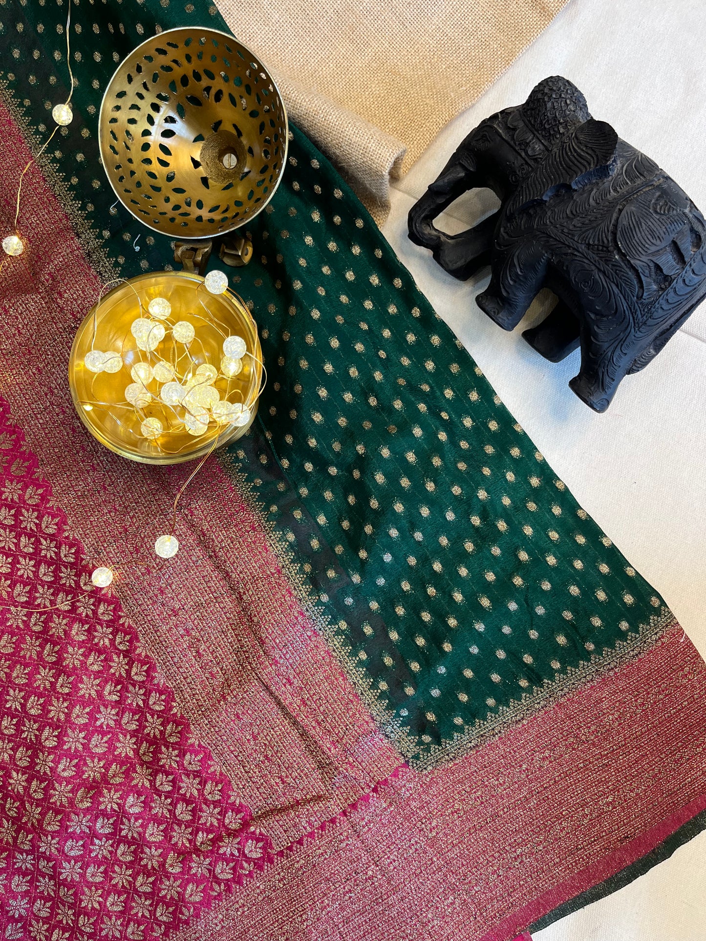 Handcrafted Buta Silk Saree with Antique Zari Accents