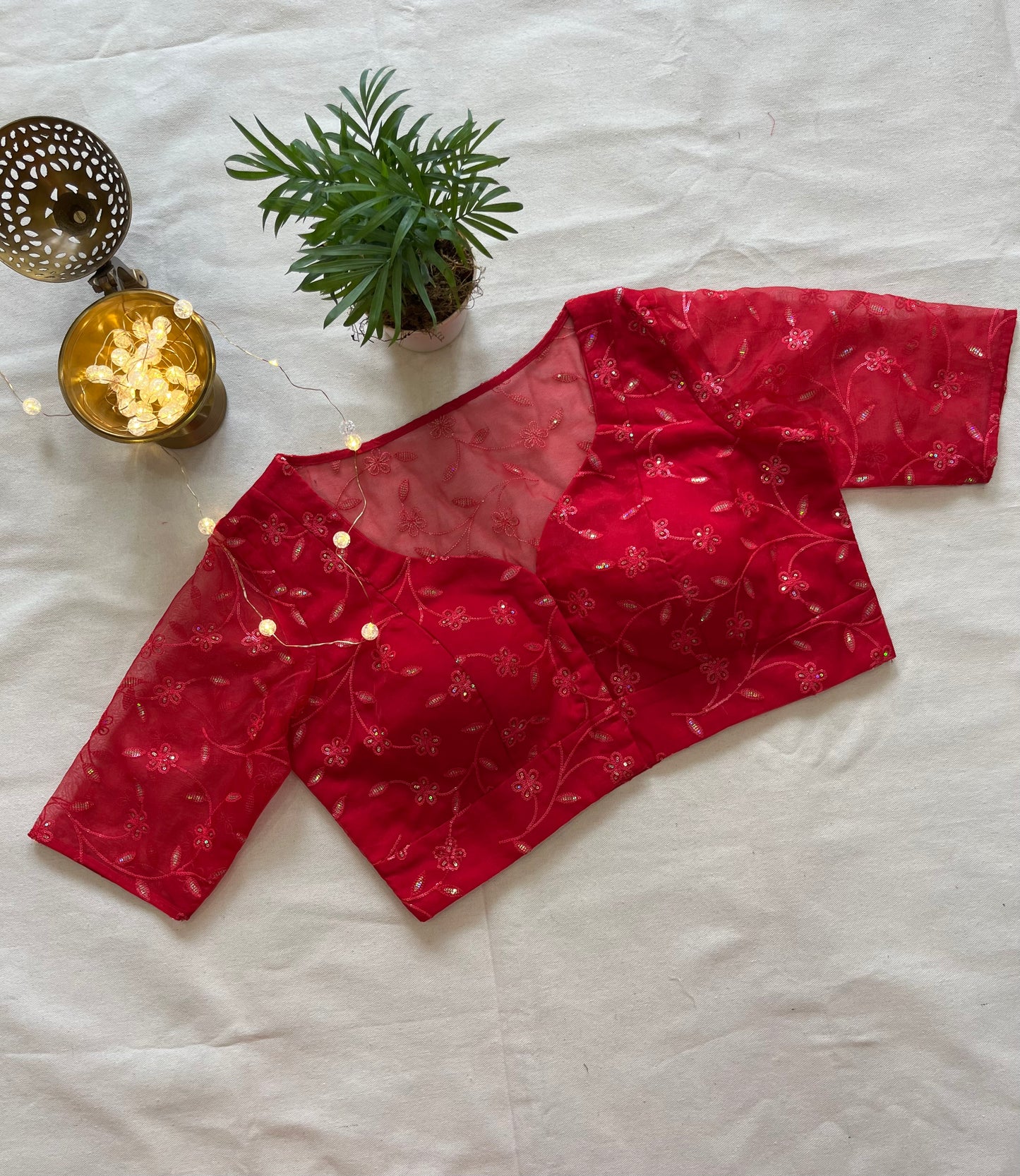 Rani Pink Organza Blouse with Sequins Embroidery – Glamorous Ethnic Wear