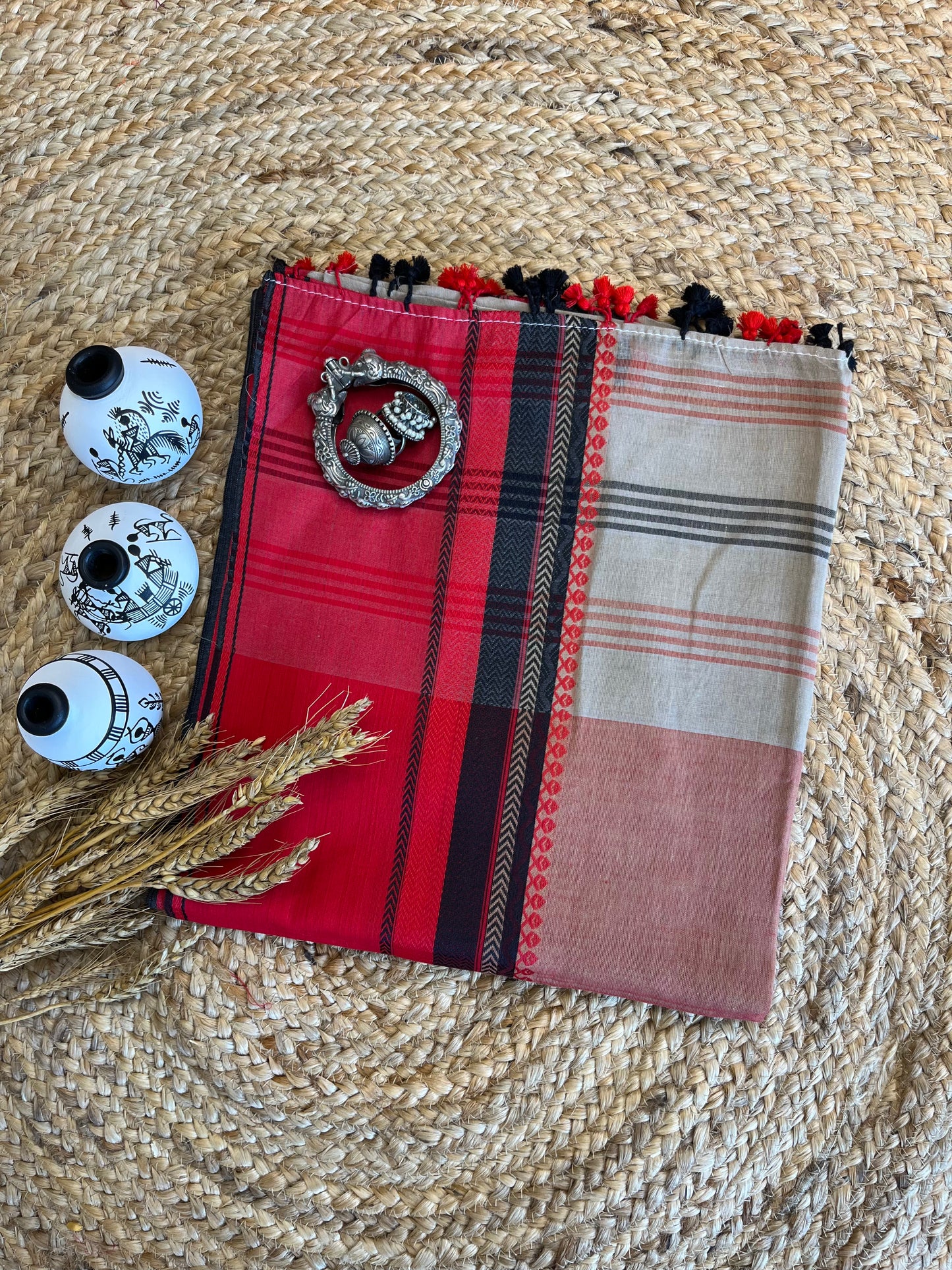 Crimson Rhapsody Cotton Saree - WEVOW