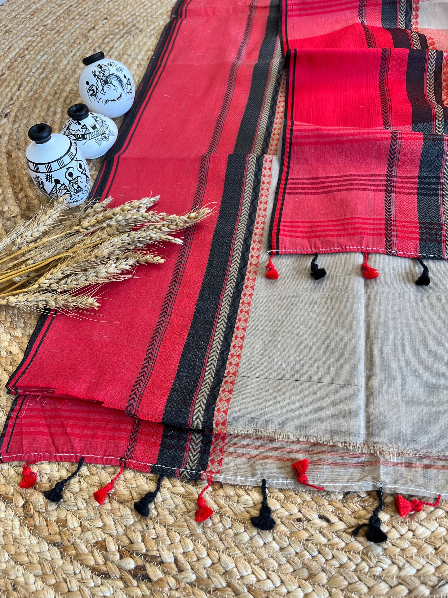Crimson Rhapsody Cotton Saree - WEVOW