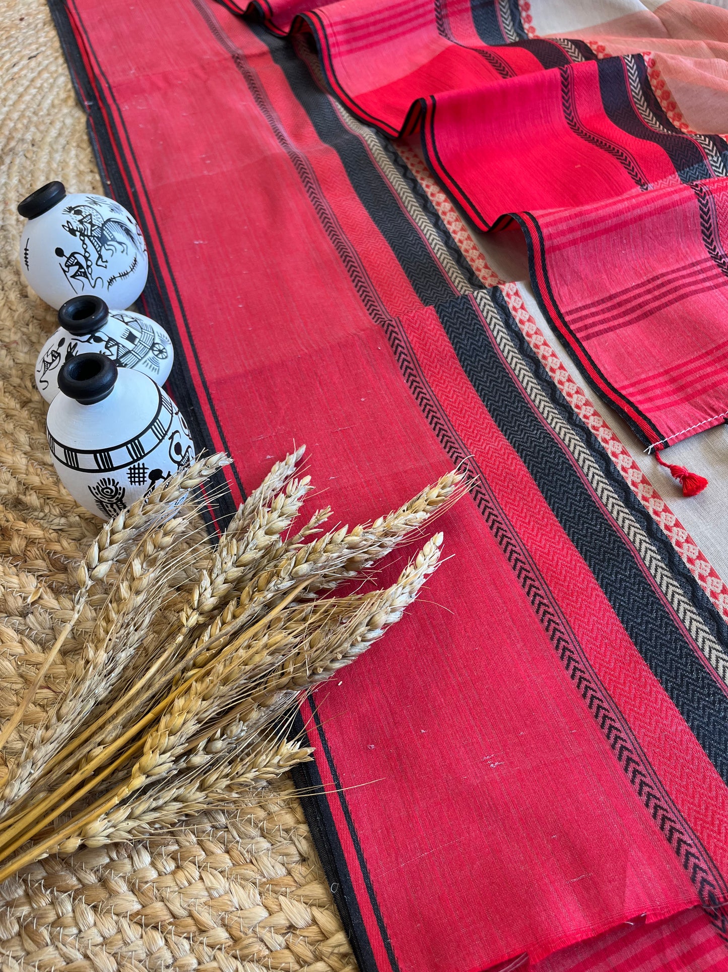 Crimson Rhapsody Cotton Saree - WEVOW
