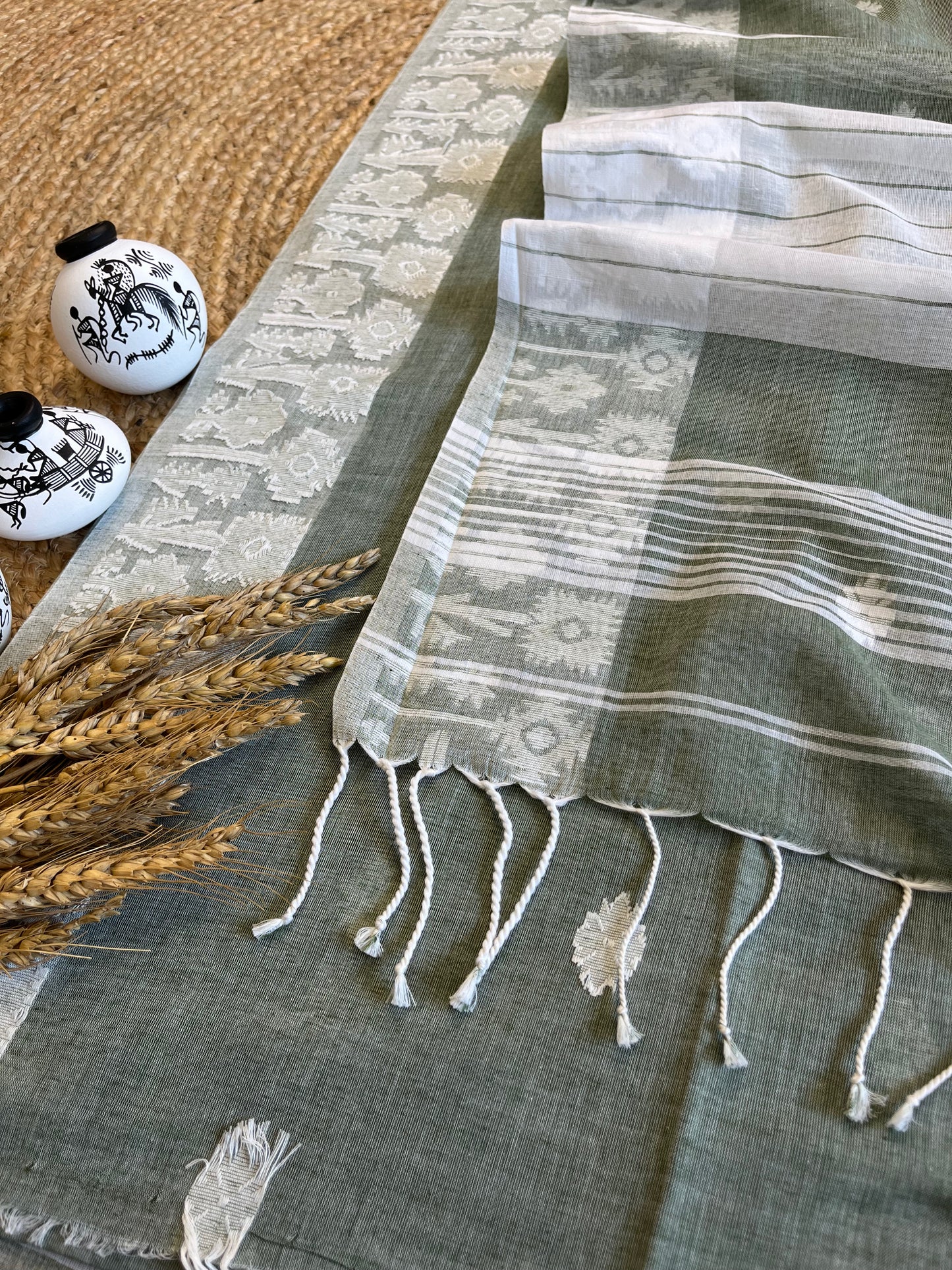 Whispering Ash Cotton Saree - WEVOW