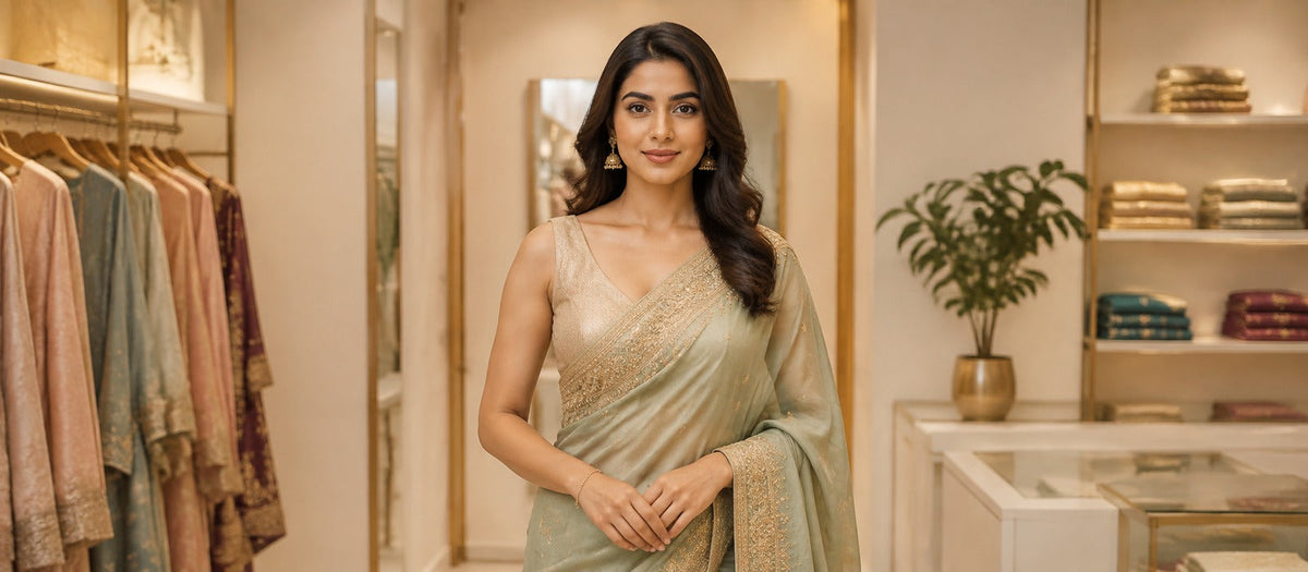 Padded blouse styled with saree for smooth fit and festive comfort