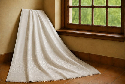 Pure Cotton Handwoven White Jamdani Saree with Traditional Floral Buti and Elegant Woven Border