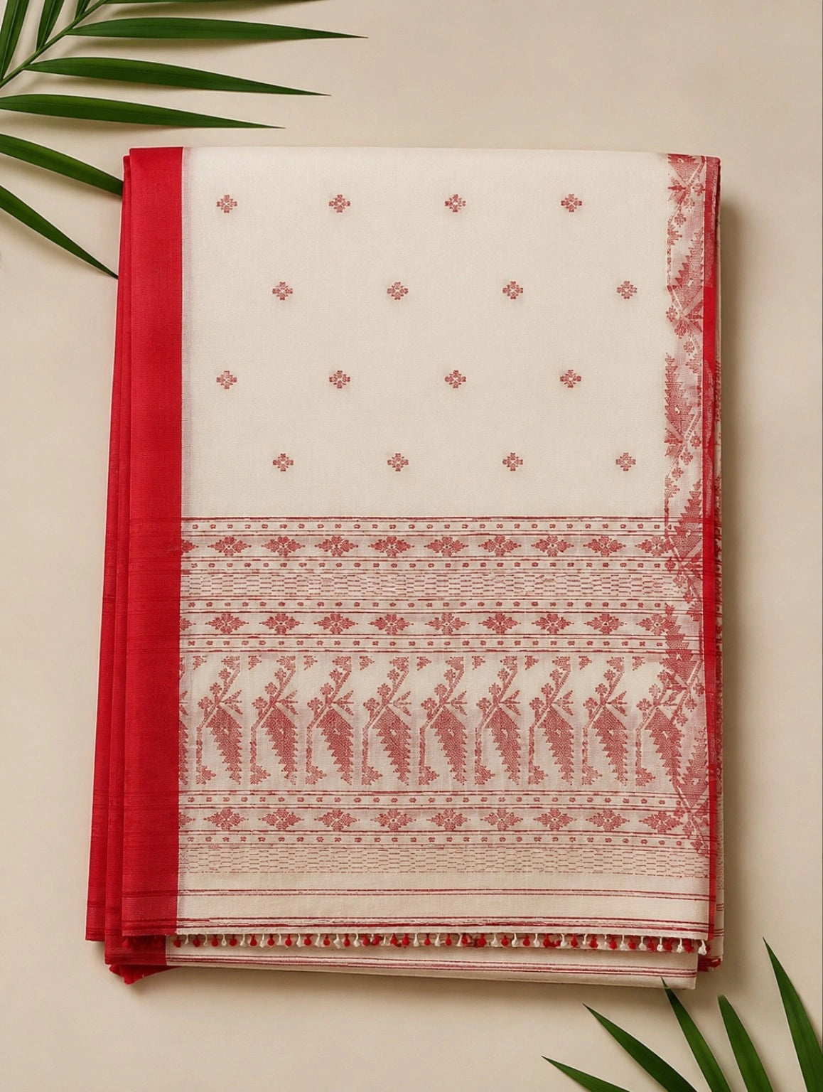 Tangail Handloom Saree with Traditional Floral Border Design