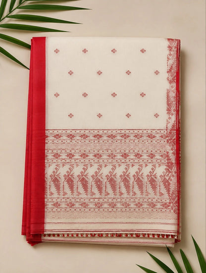 Tangail Handloom Saree with Traditional Floral Border Design