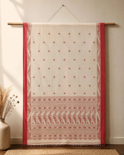 Tangail Handloom Saree with Traditional Floral Border Design