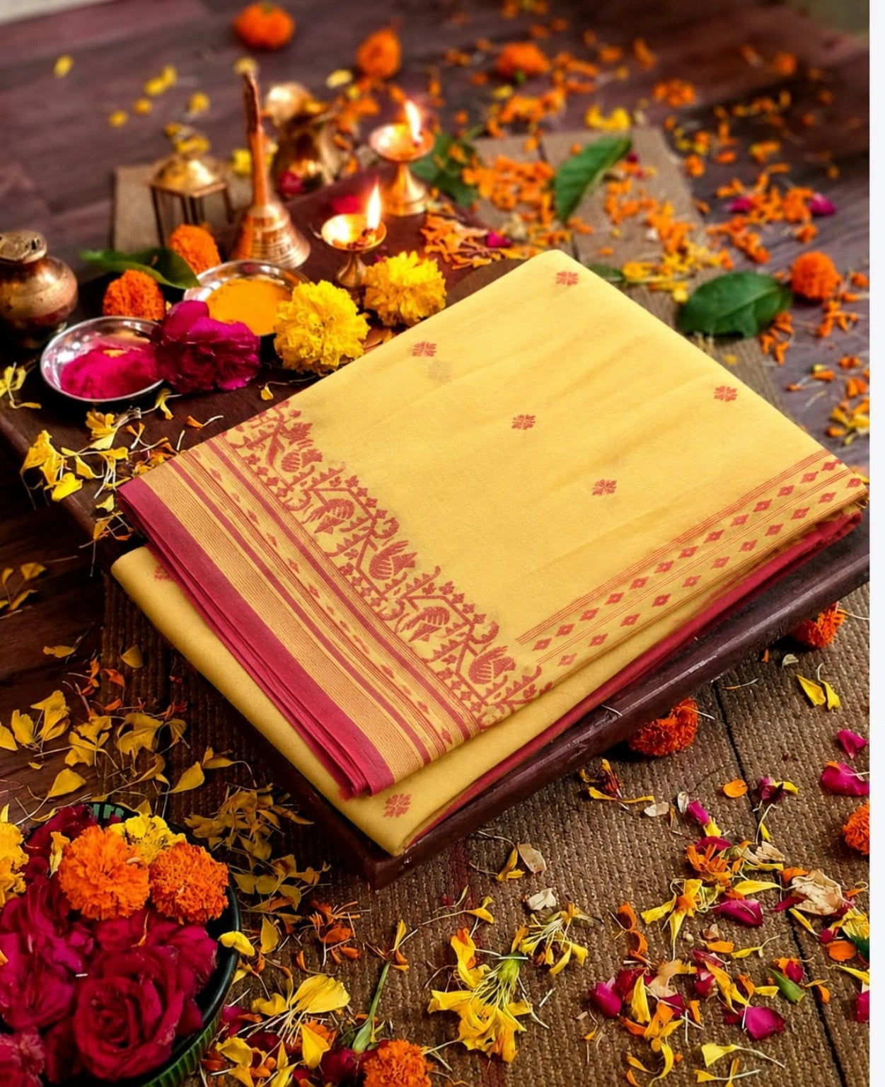 Saree with Traditional Tree Motif Border
