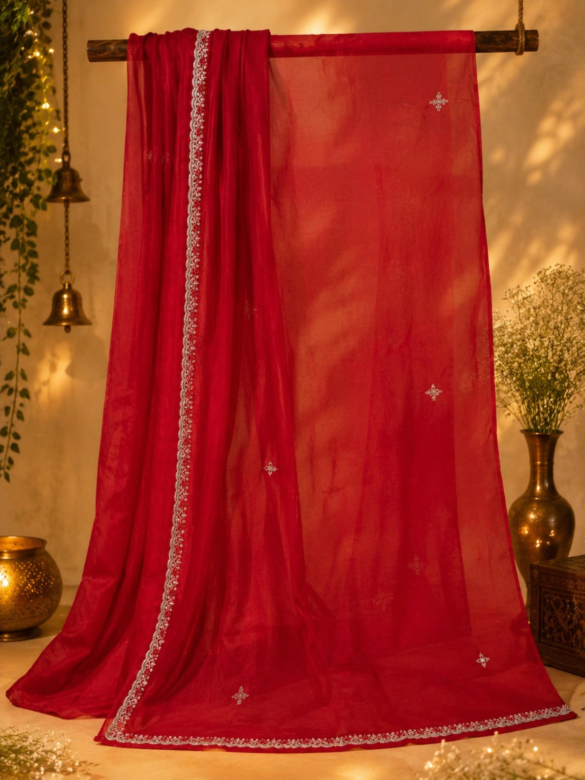 White Fancy Satin Hand Work Saree Combo with Blouse