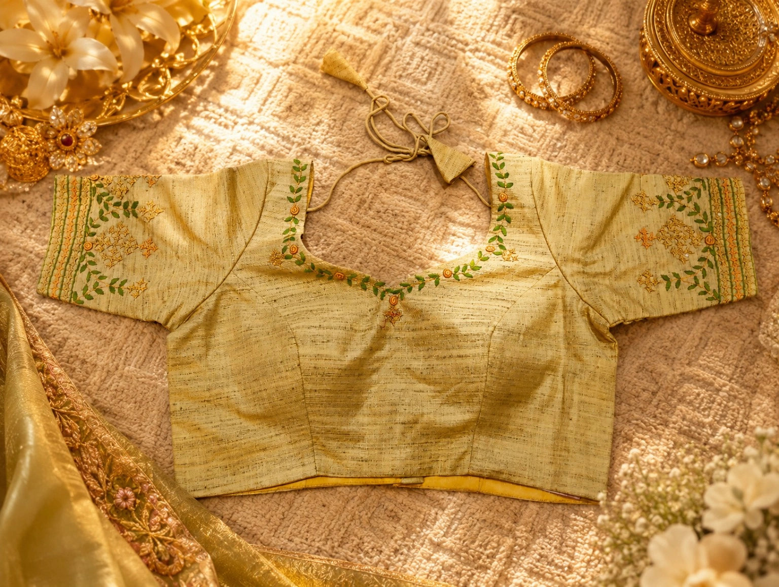 Pure Cotton Pan DZN Thread Work Embroidered Blouse for Women