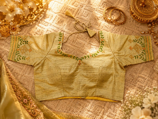 Pure Cotton Pan DZN Thread Work Embroidered Blouse for Women