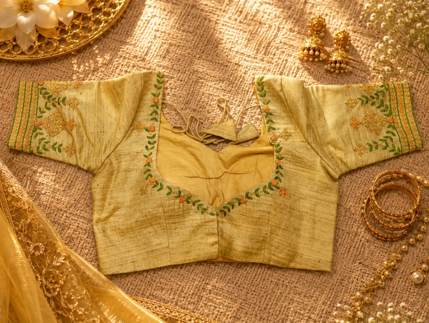 Pure Cotton Pan DZN Thread Work Embroidered Blouse for Women