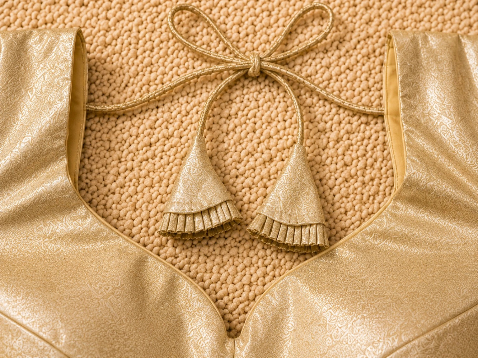 Gold Tissue Glass Sleeve Designer Blouse with Sweetheart Neckline