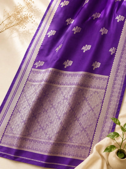 Royal Purple Semi Katan Buta Woven Festive Blouse