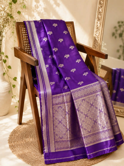 Royal Purple Semi Katan Buta Woven Festive Blouse