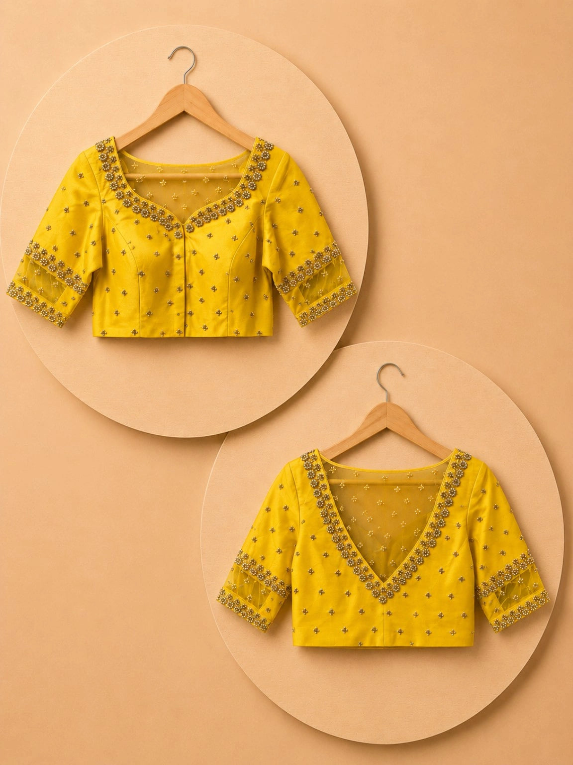 Mustard Yellow RWM Silk Zardozi Work Designer Blouse