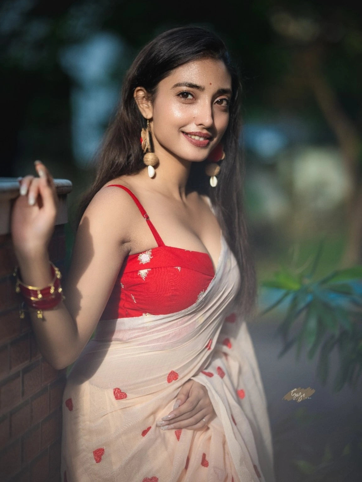 Red Sleeveless Embroidered Mul Cotton Blouse with Adjustable Straps